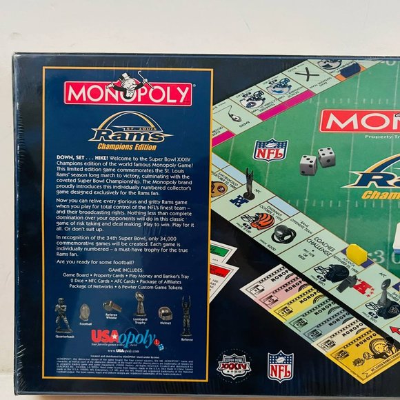 Vintage Monopoly St Louis Rams Champions Edition Super Bowl 2000 New Sealed - Picture 6 of 7